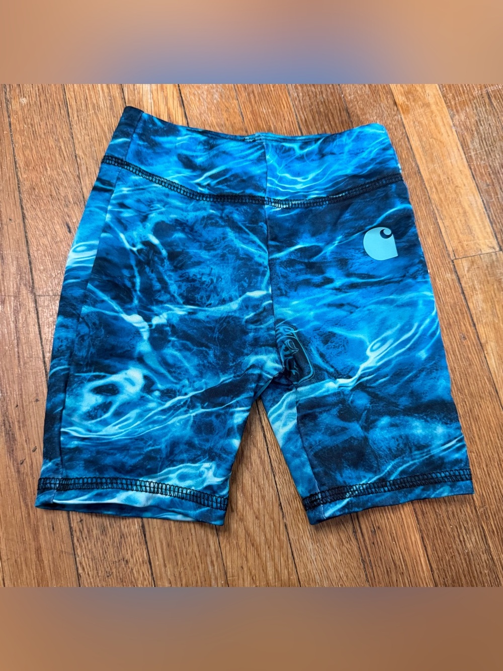 Carhartt Baby Girl’s Blue Water-Print Athletic Shorts - Size 24 Months